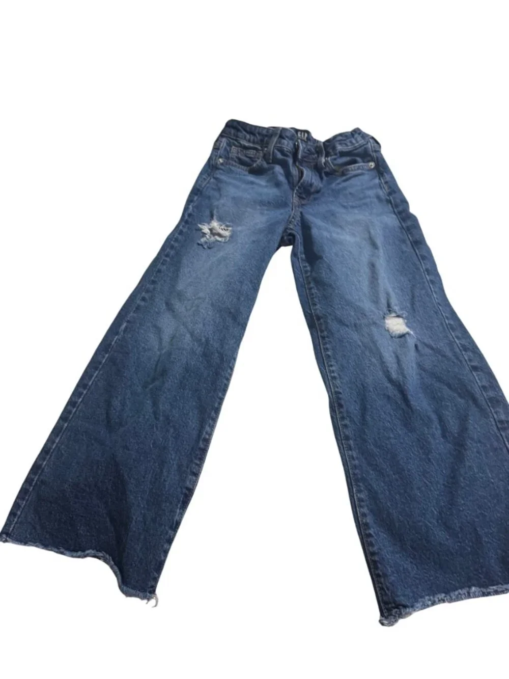 GAP Girls Size 10 Wide Leg Distressed Jeans